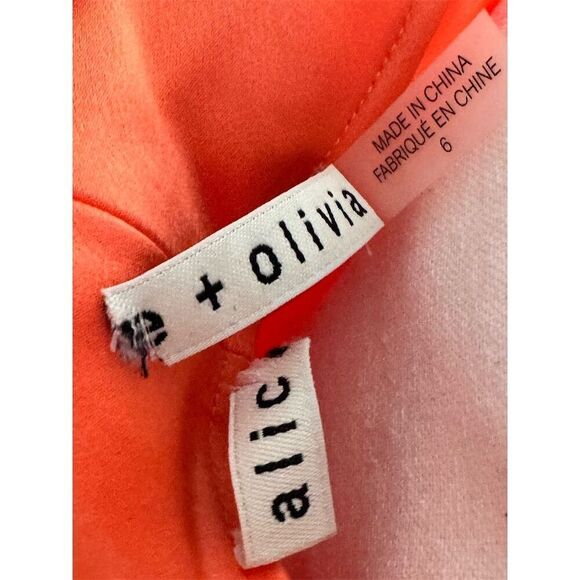 Alice + Olivia Women's Zuni Halter Maxi Dress Size 6 Coral Sunset Homecoming - Picture 8 of 13